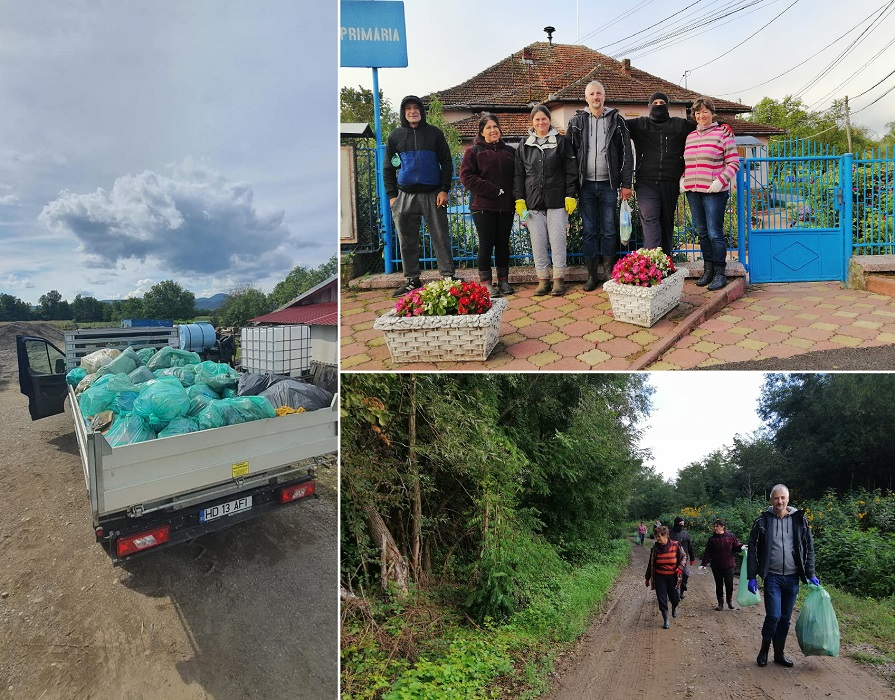 Voluntari, elevi și profesori din Ribița au strâns gunoaie de pe malurile râurilor și văilor de Ziua Națională a Curățeniei