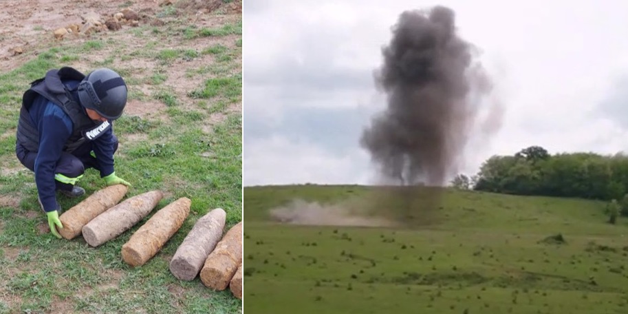 Pompierii au distrus prin explozie controlată, peste 1500 de muniții în Hidişelu de Sus, în locul numit „Păşunea Mierlău”