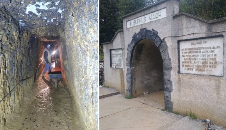(FOTO) Se efectuează lucrari de reparații la Galeria Romană din incinta Muzeului Mineritului