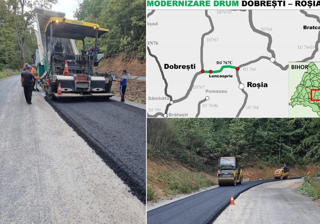 Stadiul lucrărilor pe drumul județean Dobrești – Roșia