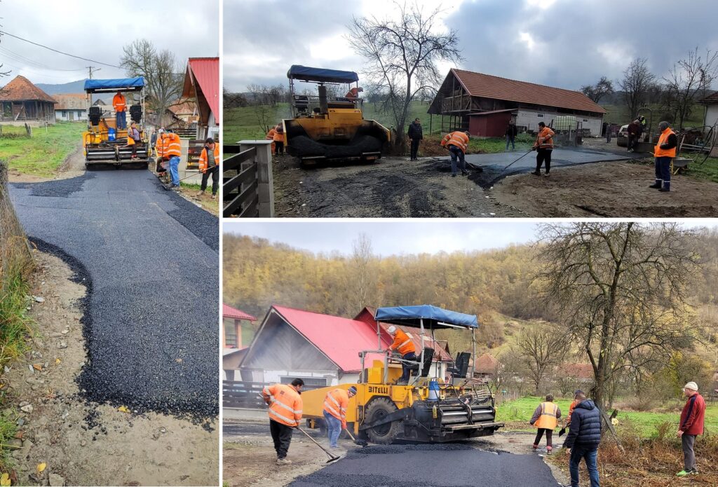 Se toarnă covor asfaltic în satul Pravaleni, comuna Vața de Jos