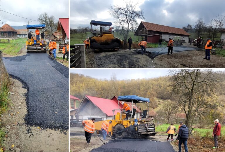 Se toarnă covor asfaltic în satul Pravaleni, comuna Vața de Jos
