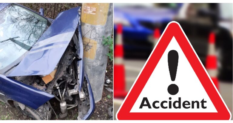 O mașină s-a făcut praf după ce un șofer a intrat într-un stâlp de pe DJ107M, în Iara, între Buru și Surduc
