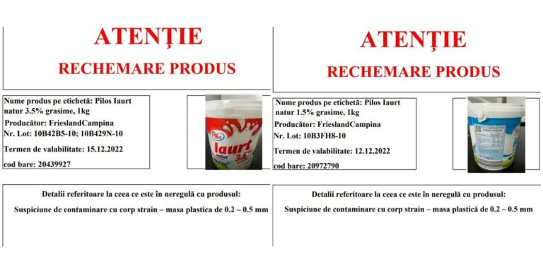 Iaurt contaminat cu bucăți de plastic, retras din magazinele Lidl