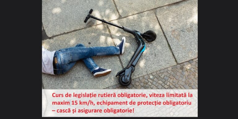 STOP Junglei Trotinetelor! Curs de legislație rutieră obligatorie, viteza limitată la maxim 15 km/h, echipament de protecție obligatoriu – cască și asigurare obligatorie!