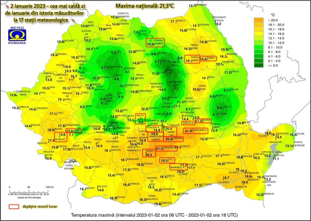 Încălzire globală? 2 ianuarie a fost cea mai caldă zi de ianuarie din istoria măsurătorilor înregistrate la 17 staţii meteo din ţară