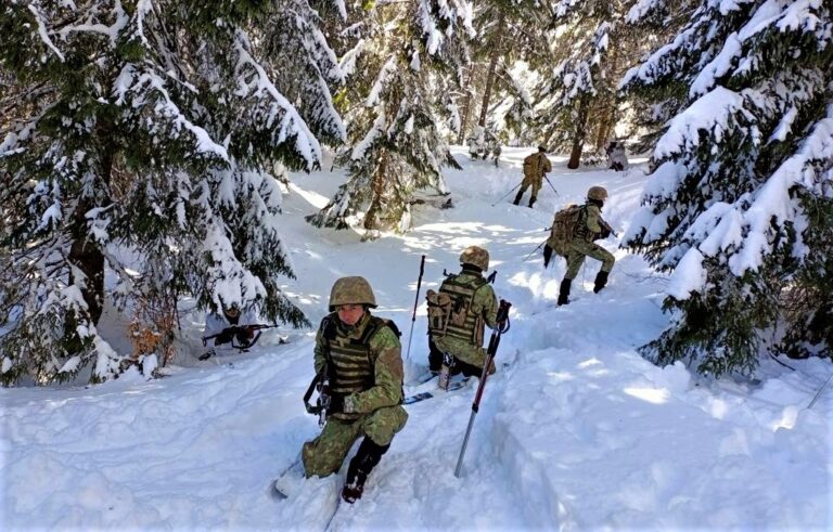 Militarii din Brad fac instrucție pe un ger de îngheață pietrele în Arieșeni, Abrud și pe Muntele Găina