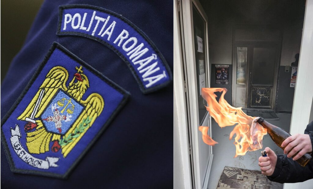 (VIDEO) Poliția Română umilită: Un bombardier din Huedin a incendiat un SEDIU de POLIȚIE!
