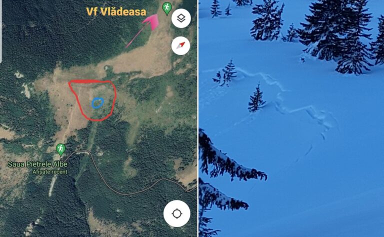 În zona Vârfului Vlădeasa există o singură zonă în care poate apărea riscul de a se produce avalanșă