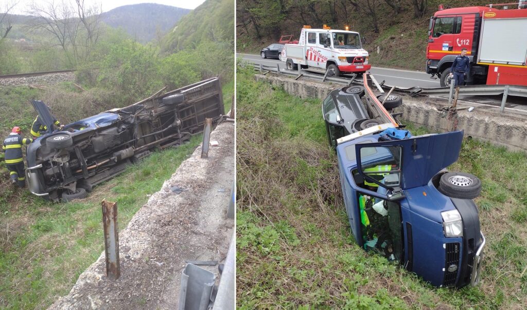 Accident pe „Drumul Morții” DN1 Cluj-Oradea: O autoplatformă s-a răsturnat cu tot cu mașina transportată