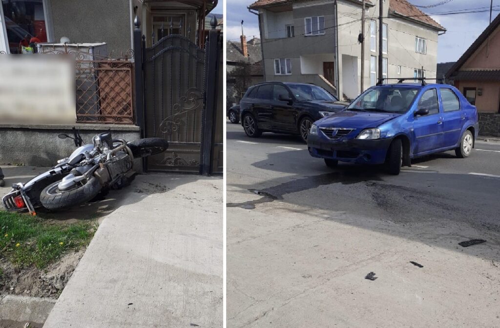 Accident în Gilău, între un motociclist și o mașină