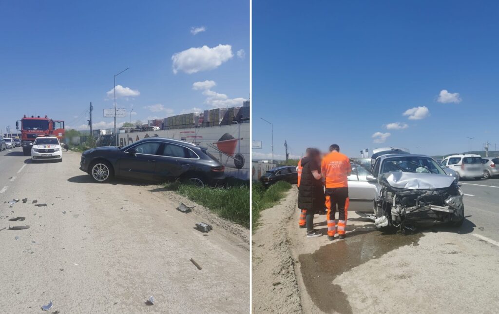 Două mașini au fost avariate pe DN1E60 în urma unui accident produs în apropiere de Gilău