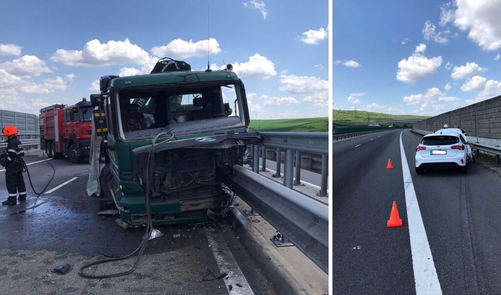 Accident pe A10 Sebeș-Turda: O mașină și un camion sunt implicate!