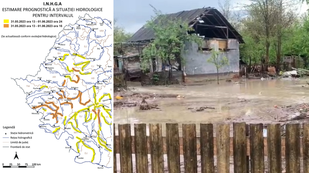 Cod PORTOCALIU de inundații și viituri pe Crișul Alb, zona Brad și pe Arieș, zona Câmpeni!