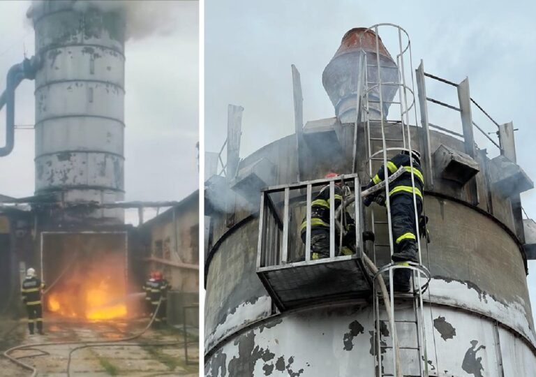 Trei hale cu lemn din Lunca puteau arde după ce un incendiu a izbucnit în interiorul unui siloz cu rumeguș
