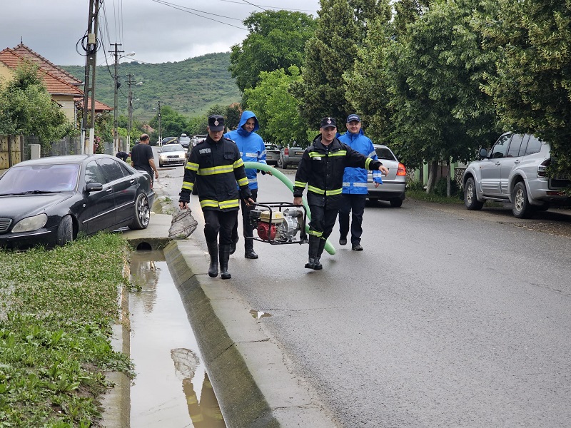Jandarmii din Alba au evacuat apa şi decolmatat locuinţelor afectate de inundații din Șard