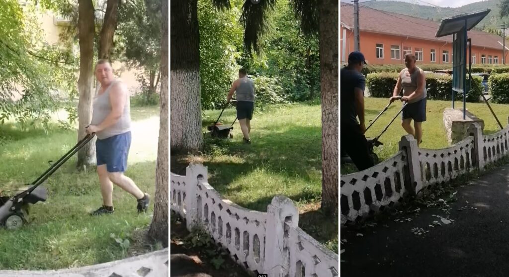 Primarul din Nucet lucrează cot la cot cu angajații primăriei: L-am în pantaloni scurți, maieu, plin de iarbă și transpirație
