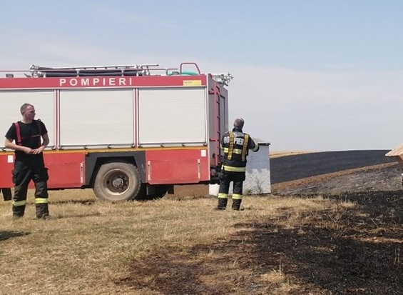 Zeci de hectare de grâu salvate de pompierii bihoreni, din calea flăcărilor în Leș