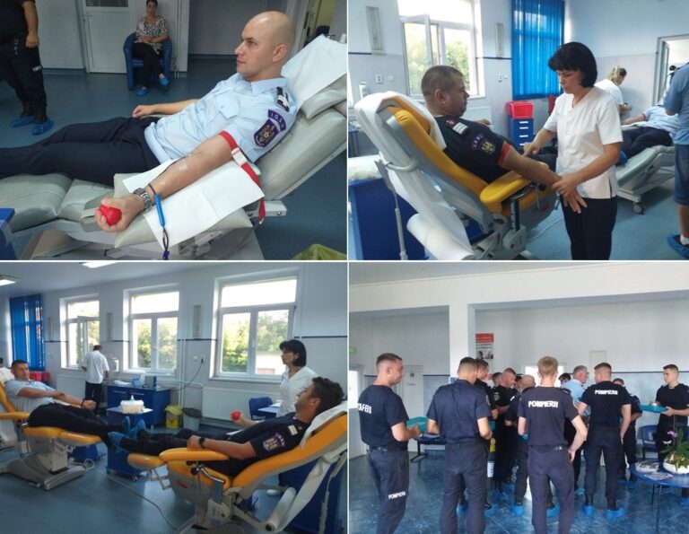 Pompieri bihoreni au donat sânge pentru victimele exploziilor din Crevedia