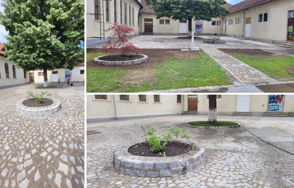Curtea cu aspect industrial de la fostele ateliere ale Liceului Avram Iancu din Brad a fost modernizată