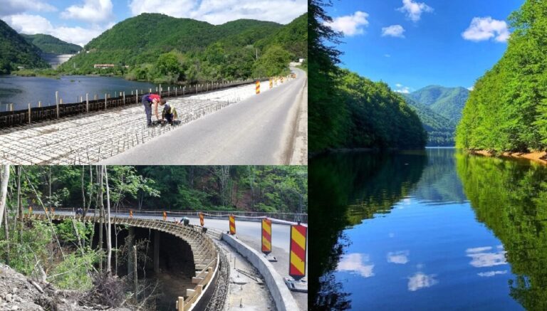 Lucrările la cel mai romantic drum din Ardeal, „Drumul Tarniței”, pe lângă lac, printre munți, sunt aproape de final