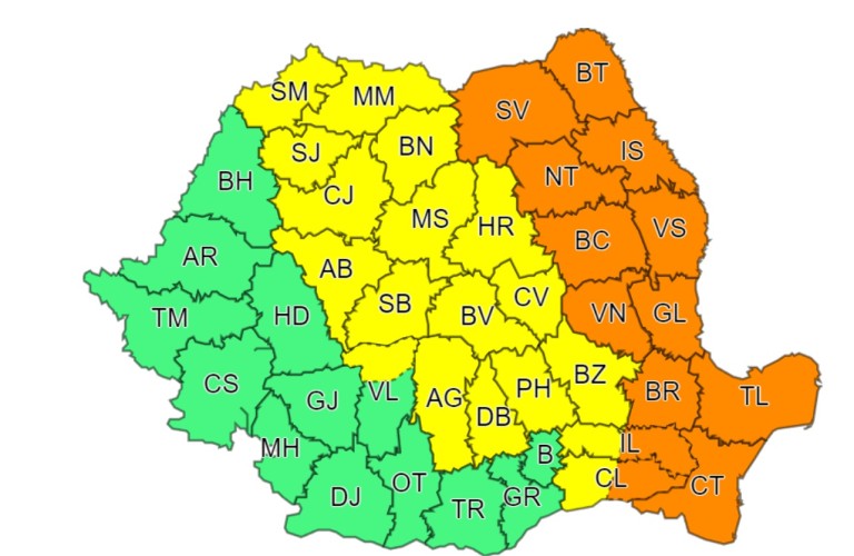 Cod Galben de furtuni în Transilvania până luni dimineața