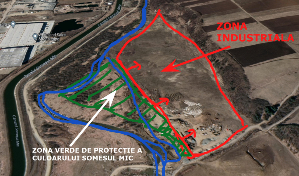 Parc industrial pe malul râului și canalului Someș în Gilău: Civicii propun o investiție fără hale și alte investiții imobiliare până în apă 