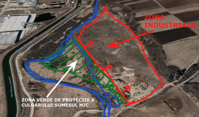 Parc industrial pe malul râului și canalului Someș în Gilău: Civicii propun o investiție fără hale și alte investiții imobiliare până în apă 
