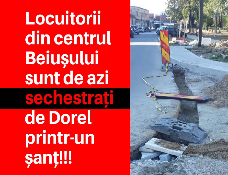 Locuitorii din centrul Beiușului, sechestrați de Dorel printr-un șanț
