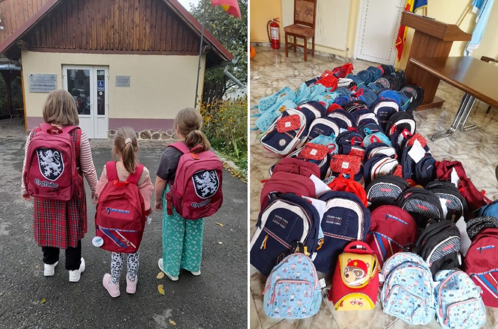 77 de ghiozdane cu rechizite și o gustare dulce au fost dăruite elevilor din Huedin, susținuți de Protopopiatului Ortodox din Huedin și Fundația Protopop Aurel Munteanu