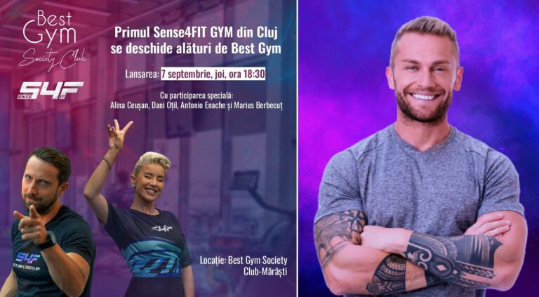 Primul concept Sense4FIT GYM ajunge și la Cluj: Dani Oțil, Alina Ceușan și Marius Berbecuț sunt invitați speciali