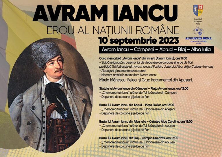 Avram Iancu va fi comemorat duminică și în Câmpeni, Abrud, Blaj și Alba Iulia