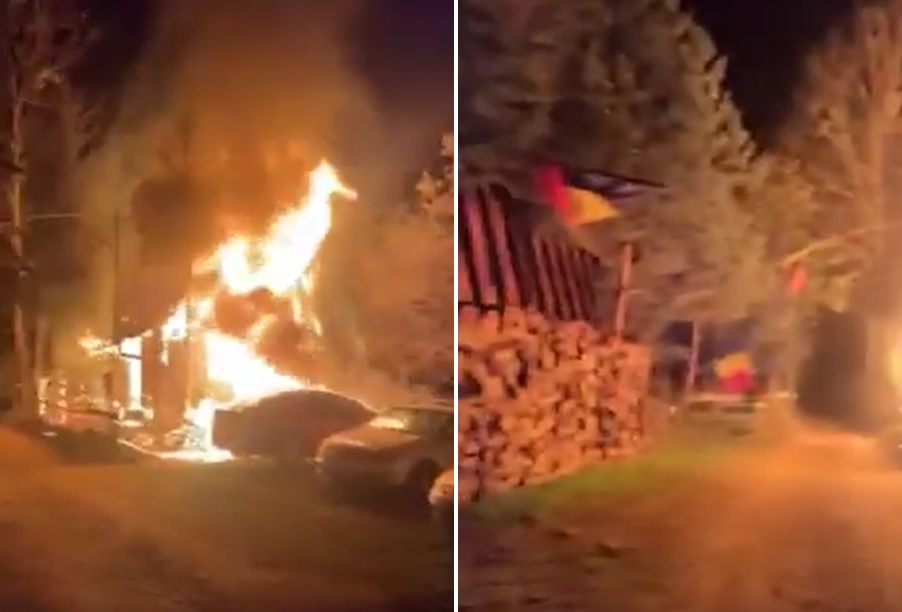 (VIDEO) Incendiu în Vidra la o anexă gospodărească