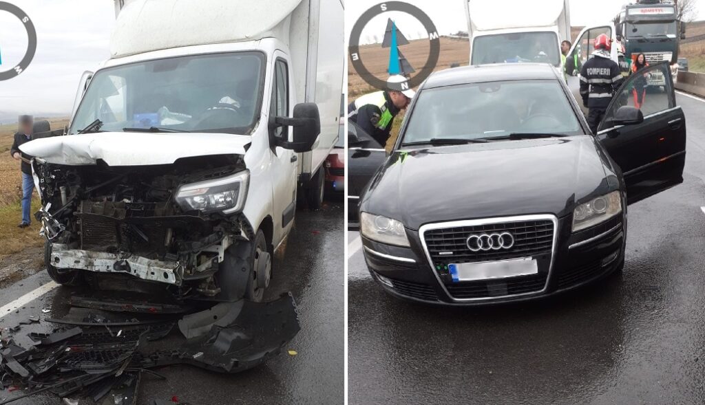Accident pe DN1E60, la ieșire din Turda spre Tureni: Un bărbat a fost preluat de ambulanță