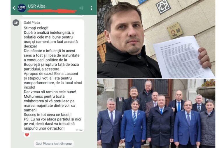 USR cere încetarea mandatului primarului din Alba Iulia, Gabriel Pleșa, care a anunțat că trece la PNL