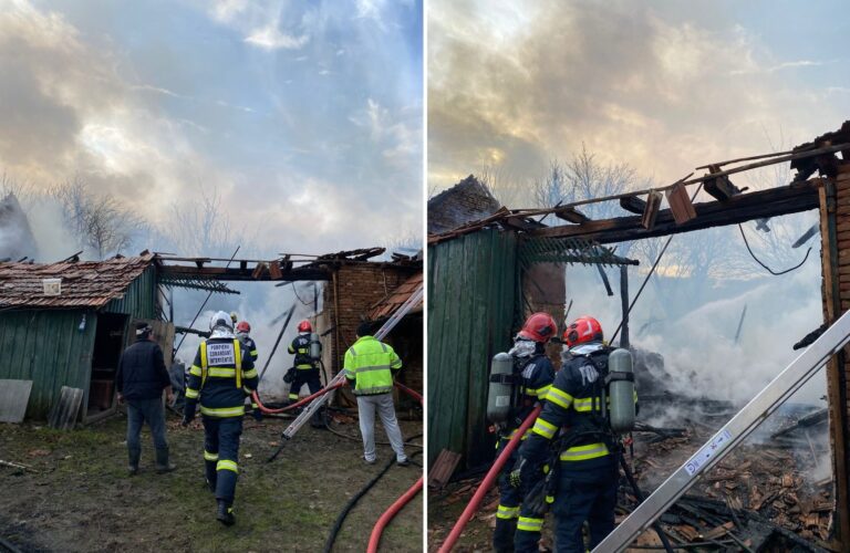 Pompierii din Sebeș au reușit să împiedice extinderea unui incendiu în Doștat