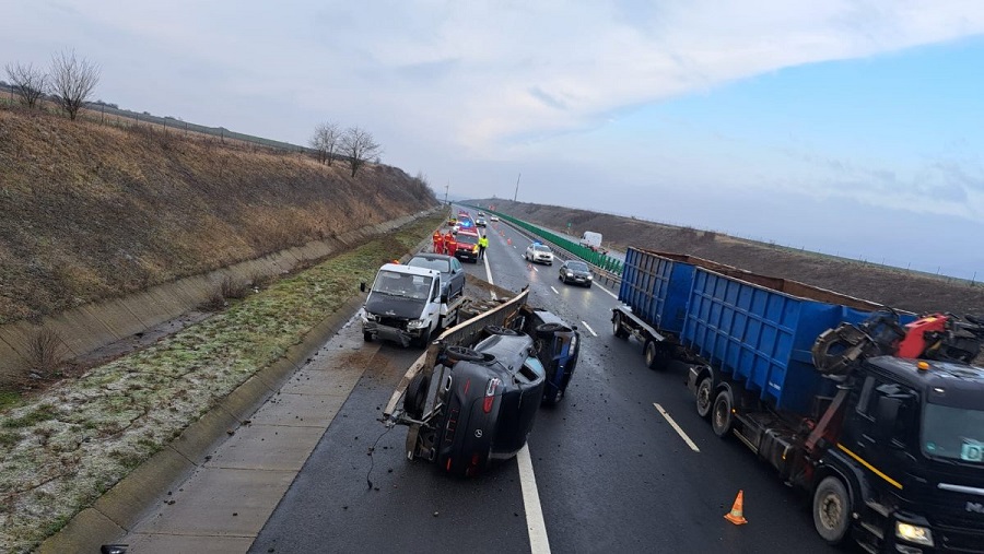 Un accident s-a produs pe Autostrada A1, între Orăștie și Sebeș