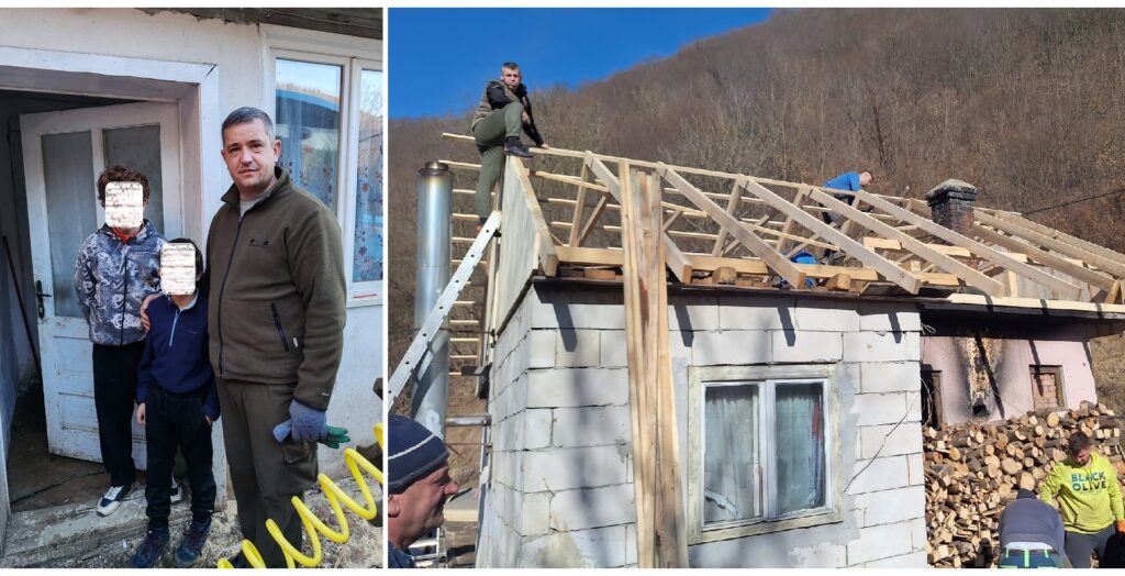Le ploua în casa, le-au refăcut acoperișul: Doi copii crescuți de o bătrânică de 75 de ani au fost ajutați de sătenii inimoși din Lupșa