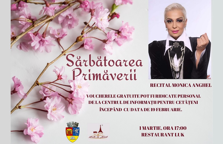 „Sărbătoarea Primăverii” la Aiud: Monica Anghel va concerta de 1 martie în Aiud