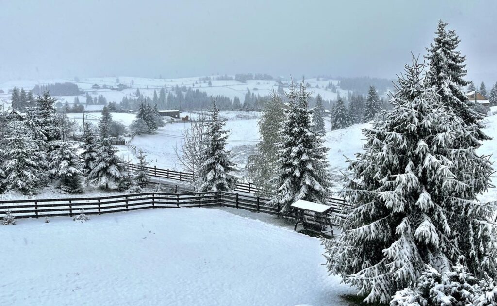 A revenit iarna: Ninge ca-n povești în Apuseni. În Mărișel și Beliș la noapte vor fi -5°