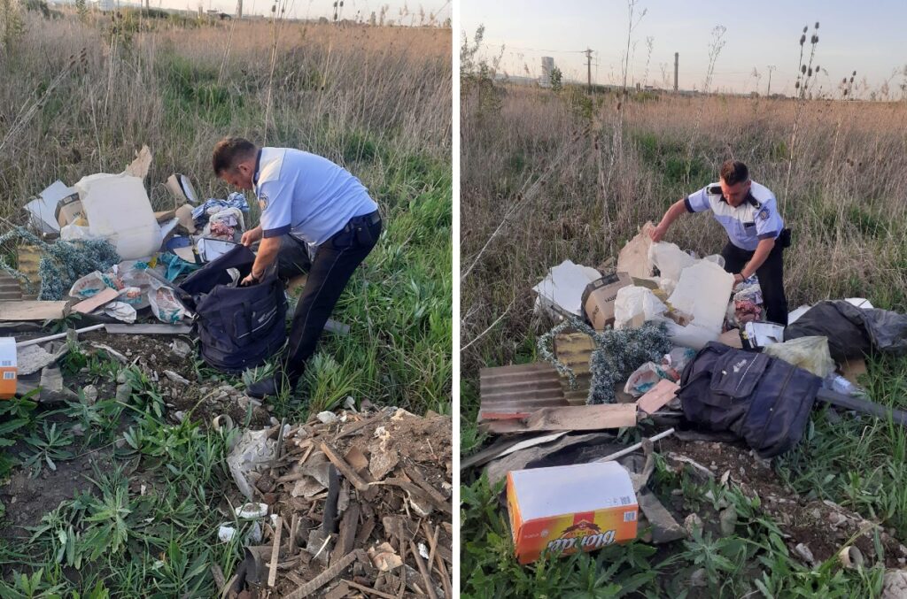 Doi bărbați au fost amendați după ce au aruncat deșeuri în zona nodului rutier al autostrăzii A10