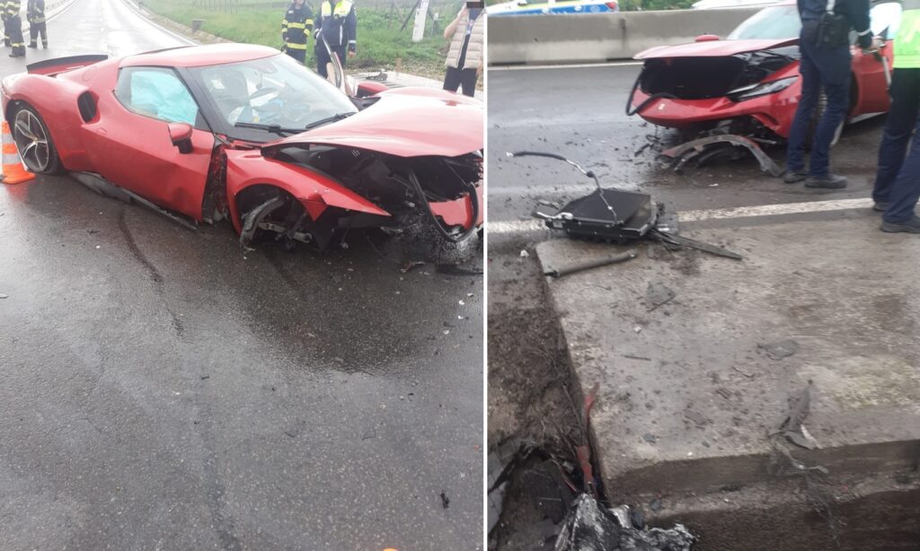 Un Ferrari a fost făcut praf într-un accident rutier pe DN1, între Turda și Cluj-Napoca