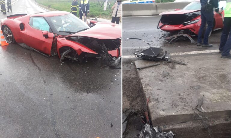 Un Ferrari a fost făcut praf într-un accident rutier pe DN1, între Turda și Cluj-Napoca