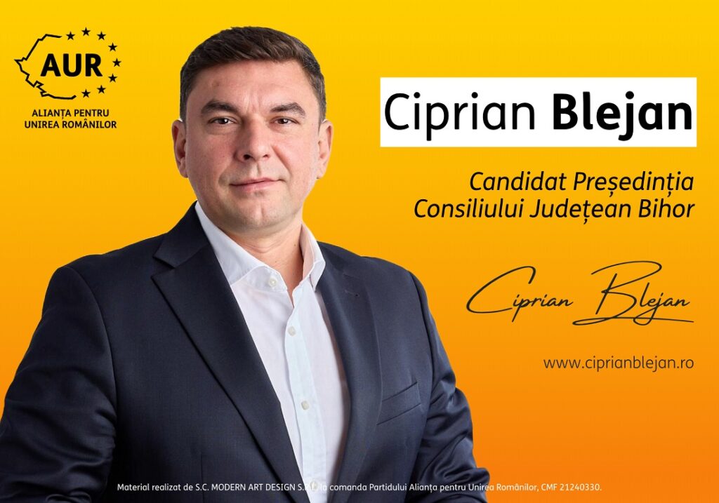 Ciprian Blejan, candidatul AUR la Preşedinţia Consiliului Judeţean Bihor: Avem un judeţ de AUR cu oameni de AUR