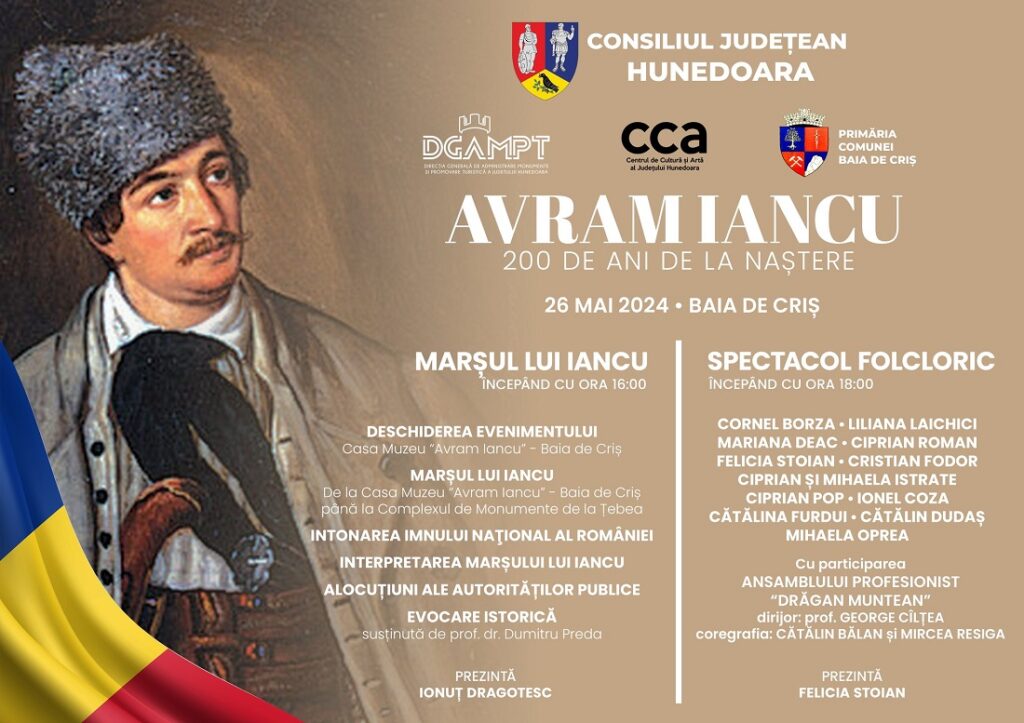 Marele erou transilvănean, Avram Iancu, va fi omagiat într-un eveniment de excepție, la Țebea