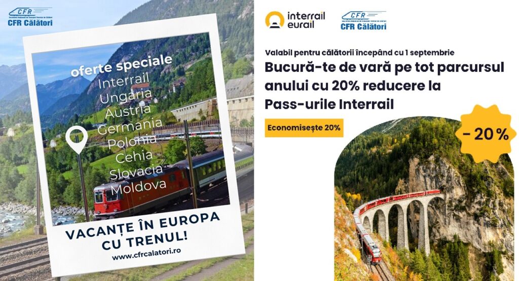 Reduceri de 20% pentru călătoriile cu trenul în mai multe țări europene