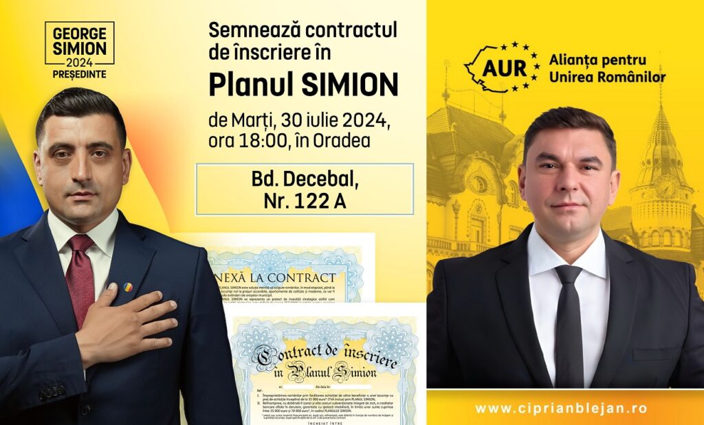 George Simion, președintele AUR, va fi prezent la Oradea pentru a semna personal contractele de locuințe!