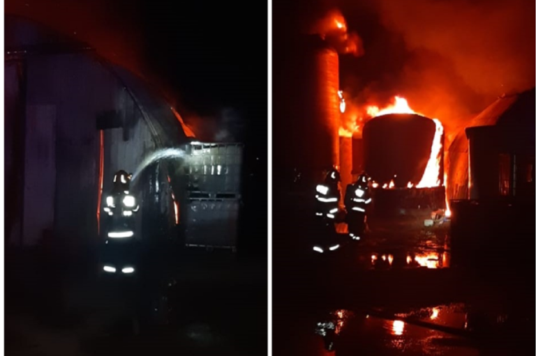 Incendiu violent la o hală industrială din Finiș