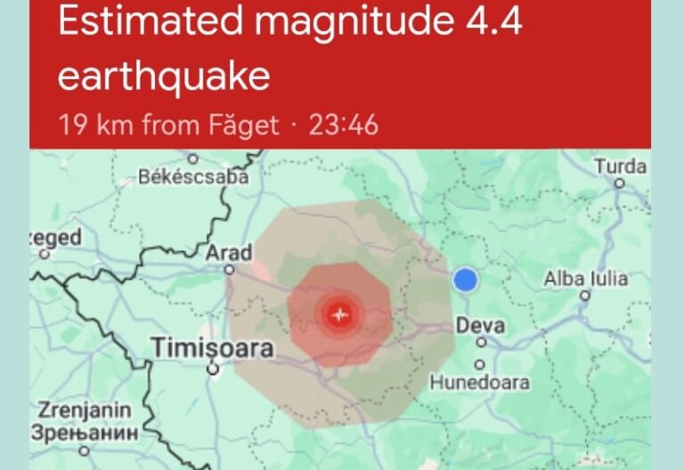 Cutremur de 4,7 pe Richter cu epicentrul în Făget, Timiș: S-a simțit în Arad, Deva, Alba Iulia, Oradea, Cluj-Napoca și Timișoara!