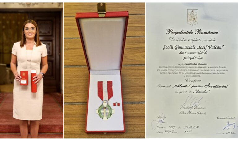 Școala Gimnazială „Iosif Vulcan” Holod a fost decorată de președintele României cu distincția „Meritul pentru Învățământ” în grad de „Cavaler”